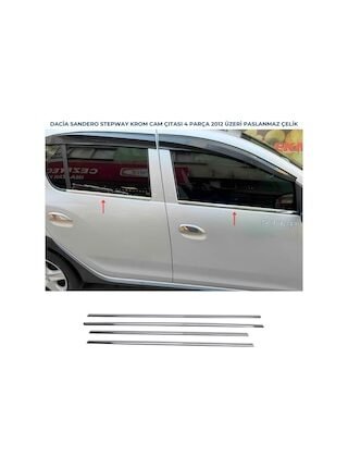 Dacia Sandero Stepway Krom Cam Çıtası Seti 4 Prç. 2012 Üzeri