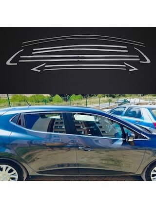 Renault Clio 4 Cam Çıtası Kromu Çerçevesi Komple Nikelaj Seti