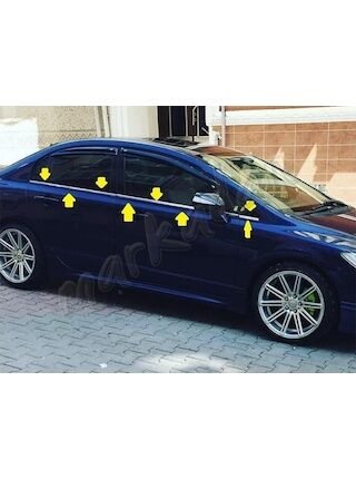 Honda Civic Krom Cam Çıtası 2006-2011 6 Parça Paslanmaz