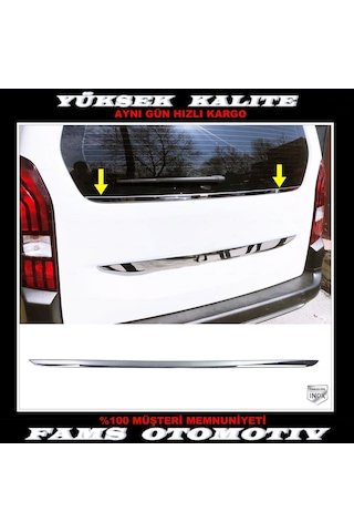 IMG-6680160206266844645.jpg Peugeot Rifter Paslanmaz Krom Arka Cam Alt Çıtası 2019 Üzeri - Görsel 1