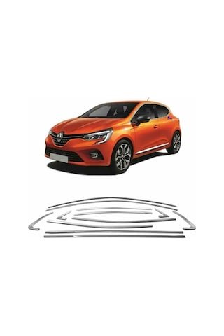 IMG-6851588332484104707.jpg Renault Clio 5 Cam Çerçevesi 12 Parça Krom Komple 2019 Sonrası - Görsel 1