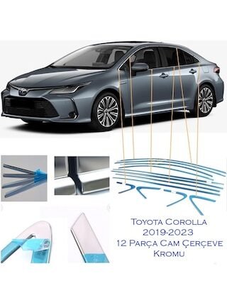 Toyota Corolla Krom Cam Çerçevesi 12 Parça 2018-2025 Modeller A