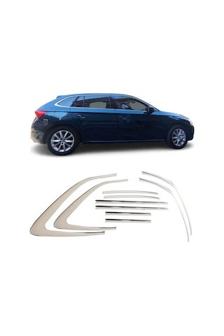 IMG-7056945357598992640.jpg Skoda Scala Cam Çıtası Çerçevesi Komple Set Kromu Nikelajı - Görsel 1