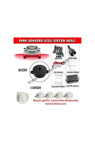 IMG-7215722825911491279.jpg Park Sensörü Sesli Buzzerlı Bib Bib 4 Gözlü Beyaz - Görsel 1