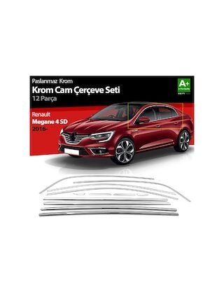 Renault Megane 4 Sedan Cam Çerçevesi Kromu 12 Parça P.çelik