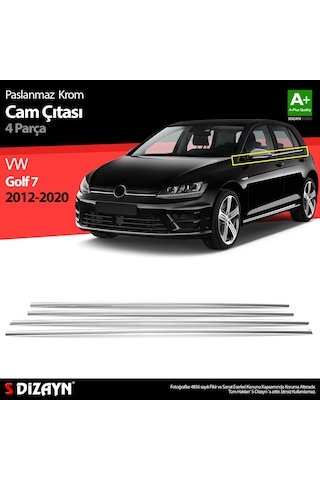 IMG-7958336602598156715.jpg Vw Golf 7 Krom Cam Çıtası 4 Prç 2013-2020 - Görsel 1