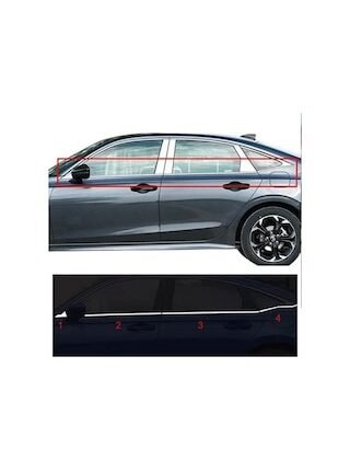 Autogp Honda Civic Fe1 Uyumlu Cam Kenar Krom Çerçevesi Çıtası Nikejal 2021+ 2012cvccf1e