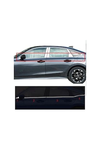 IMG-8055290758442516380.jpg Autogp Honda Civic Fe1 Uyumlu Cam Kenar Krom Çerçevesi Çıtası Nikejal 2021+ 2012cvccf1e - Görsel 1