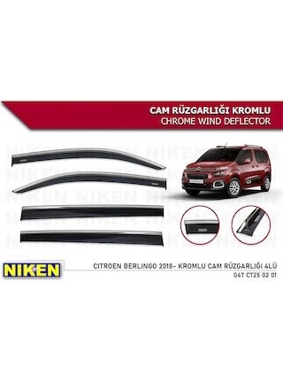Niken Citroen Berlingo 2018-2021 Kromlu Cam Rüzgarlığı 4 Lü