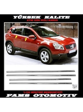 Nissan Qashqai J10 Krom Cam Çıtası 4 Prç. 2007-2014 P. Çelik
