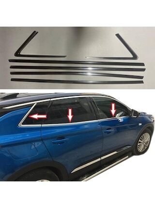 Opel Grandland X Cam Çıtası Komple Set Çerçevesi Kromu Nikelajı