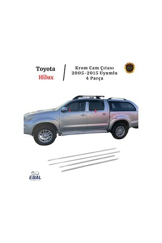 IMG-8624215054152400532.jpg Toyota Hilux Krom Cam Çıtası 4 Parça 2005-2015 Arası Paslanmaz Çelik - Görsel 1