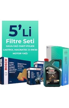 Bosch Ford Tourneo Custom 2.0 Dizel Filtre Bakım Seti Castrol Motor Yağlı (2015-2023) 5 Li