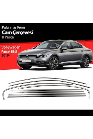 IMG-8992139635594081542.jpg Vw Passat B8.5 Cam Kenar Çıtası Çerçevesi Kromu 8 Parça 2019+ - Görsel 1