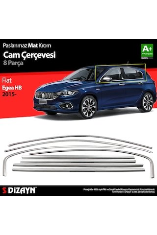 IMG-9204542026236898191.jpg Fiat Egea Hb Krom Cam Çerçevesi 8 Prç. 2015 Üzeri Mat Krom A+ Kalite - Görsel 1