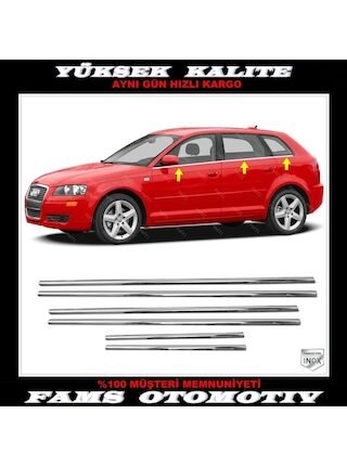 Audi A3 8P Krom Cam Çıtası 6 Prç Paslanmaz Çelik 2003-2013 Arası