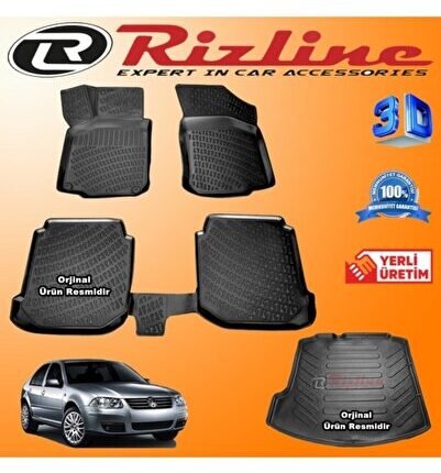 Vw Bora 3d Paspas + 3d Bagaj Havuzu 1998-2005 Arası Siyah Set