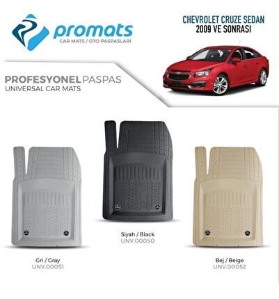 Chevrolet Cruze Sedan 2009 Sonrası Oto Paspas Profesyonel 4d (bej)
