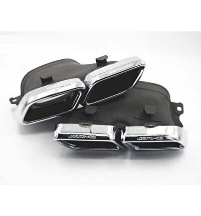 Amg Sağ-sol Çift Çıkış Egzoz Ucu Seti Krom / Siyah