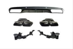 Mercedes W205 C63 Sedan Uyumlu Yedek Parça Siyah Difüzör Siyah Egzoz Seti