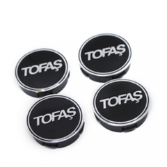 Tofaş Uyumlu Yedek Parça Geçmeli Tofaş Yazılı Siyah 55/58 mm Jant Göbeği