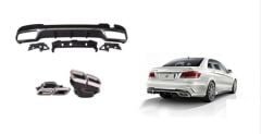 Mercedes Uyumlu Yedek Parça W212 E Serisi İçin 63 Difüzör & Egzoz Seti (Silver Egzoz İle) (Amg Makyajlı Kasa 2013-2016)