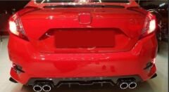 Honda Civic Uyumlu Yedek Parça FC5 2016-2020 İçin Uyumlu Difüzör 4 Egzoz Paiano Black