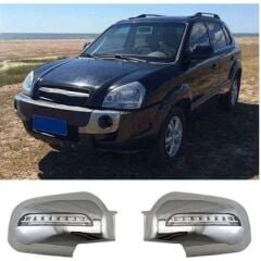 Hyundai Tucson 2004-2014 Uyumlu Yedek Parça Ayna Kapağı Abs Krom LED