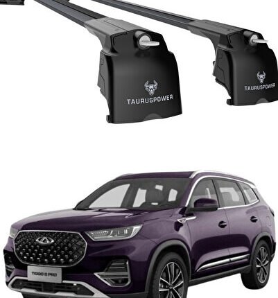 Chery Tiggo 8 PRO / 8 PRO Max 2024–2025 TRS-2 Kilitli Sistem Ara Atkı Tavan Barı Siyah (2 Adet)