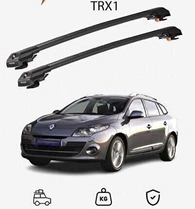 RENAULT MEGANE 2009-2016 TRX1 Thunder Carrier Kilitli Ara Atkı Taşıyıcı Tavan Barı Siyah