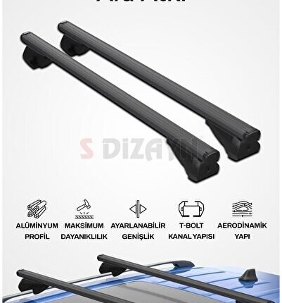 S-Dizayn Ford Connect S-Bar Atlas V1 Ara Atkı Tavan Taşıyıcı Barı Siyah 140 Cm 2014-2023 A+ Kalite