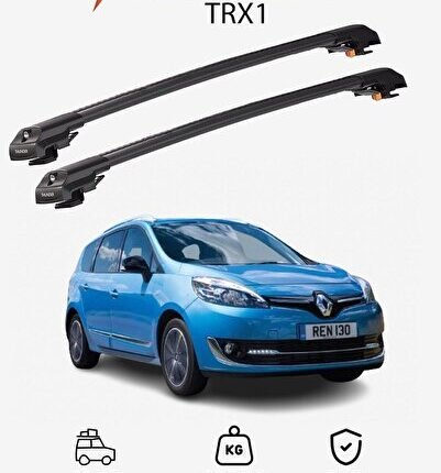 RENAULT GRAND SCENIC 2009-2016 TRX1 Thunder Carrier Kilitli Ara Atkı Taşıyıcı Tavan Barı Siyah