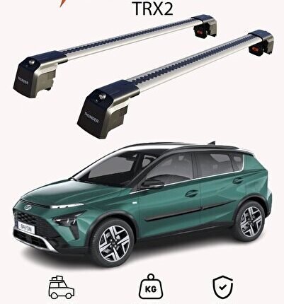 HYUNDAI BAYON 2021-Sonrası TRX2 Thunder Carrier Kilitli Ara Atkı Taşıyıcı Tavan Barı Siyah