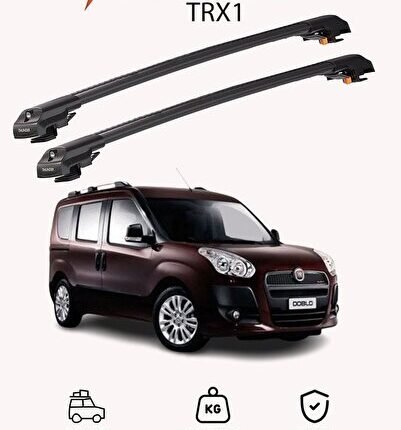 FIAT DOBLO 2 2010-2022 TRX1 Thunder Carrier Kilitli Ara Atkı Taşıyıcı Tavan Barı Siyah