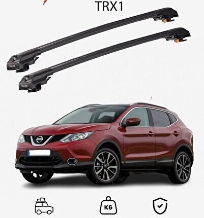 NISSAN QASHQAI 2014-2020 TRX1 Thunder Carrier Kilitli Ara Atkı Taşıyıcı Tavan Barı Siyah