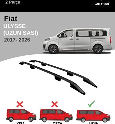 FIAT ULYSSE UZUN ŞASİ (L3) (PANELVAN-MİNİBÜS) 2017-2026 CROWN TAVAN ÇITASI-SİYAH (UZUN ŞASİ)