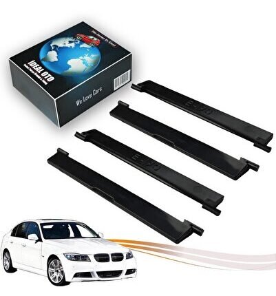 BMW 3 E90 (2004-2013 ) İçin Siyah 4 Parça Tavan Çıtası Kapak Seti (Boyanabilir)