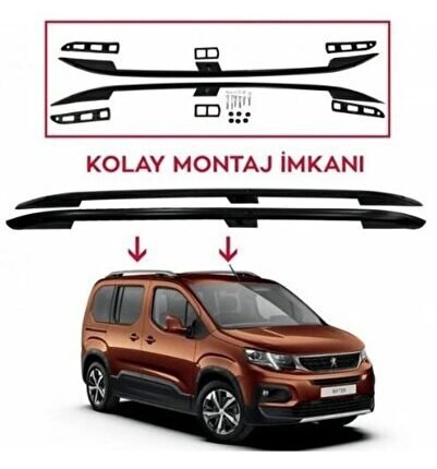 Peugeot Rıfter Tavan Çıtası Kısa Siyah 2019-Sonrası modeller uyumlu