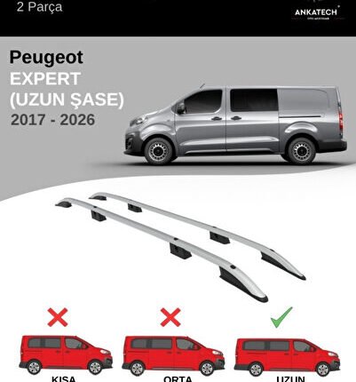 PEUGEOT EXPERT UZUN ŞASİ (L3) (PANELVAN-MİNİBÜS) 2017-2026 CROWN TAVAN ÇITASI-GRİ (UZUN ŞASİ)
