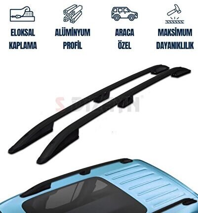 S-Dizayn VW Caddy 4 Uzun Şase Aluminyum Siyah Tavan Çıtası 2020 Üzeri A+ Kalite