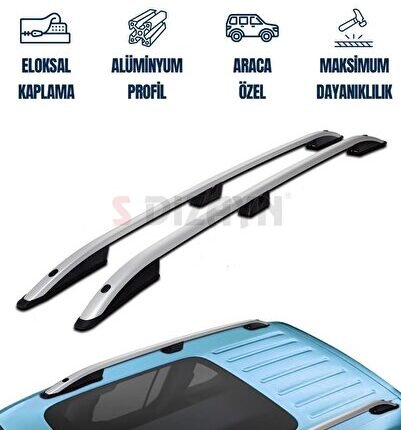 S-Dizayn VW Caddy 3 Uzun Şase Aluminyum Gri Tavan Çıtası 2004-2020 A+ Kalite
