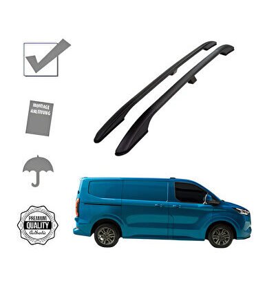 E - TRANSİT CUSTOM ELEKTİRİKLİ KISA ŞASE 2025 2026 2027 PORTBAGAJ TAVAN ÇITASI SİYAH