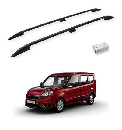 Fiat Doblo 2 2010-2022 / Uzun Şasi Tavan Çıtası Crown Siyah