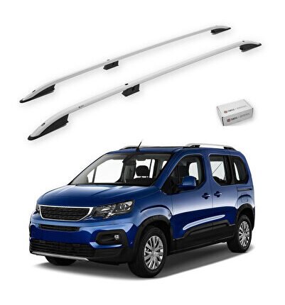 Peugeot Rifter 2019-2025 / Uzun Şasi Tavan Çıtası Crown Gri