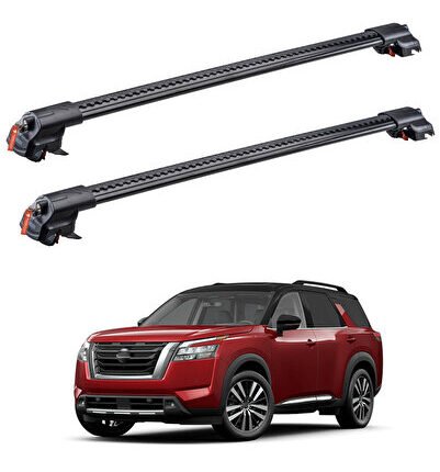 Nissan Pathfinder 2021-2025 TRX1 Thunder Carrier Kilitli Ara Atkı Taşıyıcı Tavan Barı Siyah