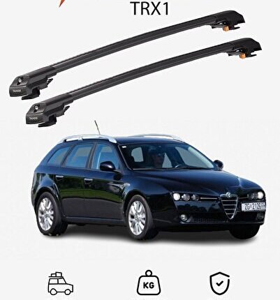 ALFA ROMEO 159 SPORTWAGON 2006-2011 TRX1 Thunder Carrier Kilitli Ara Atkı Taşıyıcı Tavan Barı Siyah