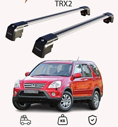 HONDA CR-V 2002-2006 TRX2 Thunder Carrier Kilitli Ara Atkı Taşıyıcı Tavan Barı Gri