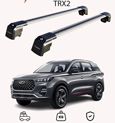 CHERY TIGGO 7 PRO 2020-Sonrası TRX2 Thunder Carrier Kilitli Ara Atkı Taşıyıcı Tavan Barı Siyah