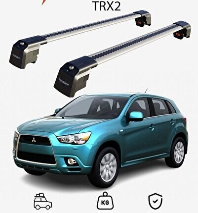 MITSUBISHI RVR 2010-2022 TRX2 Thunder Carrier Kilitli Ara Atkı Taşıyıcı Tavan Barı Gri