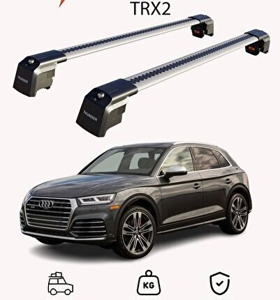 AUDI Q5 2018-Sonrası TRX2 Thunder Carrier Kilitli Ara Atkı Taşıyıcı Tavan Barı Siyah